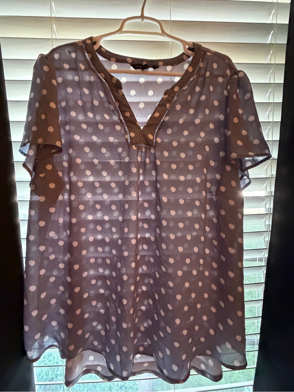 41 Hawthorn Lavender Polka Dot Short Sleeve Blouse